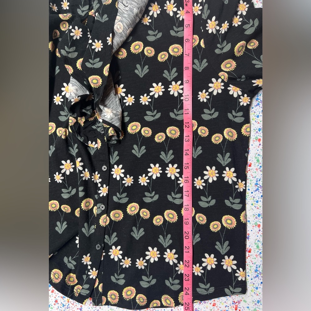 BODEN, Ruffle Front Jersey Shirt Black, US 10 R UK 14 floral new with tags - Picture 13 of 14